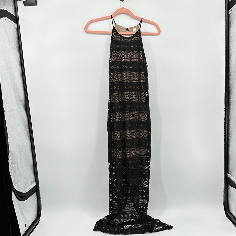 Lovely Day Whimsigoth Grunge Vampire FestivalBlack Sheer Lace Backless Dress SzM